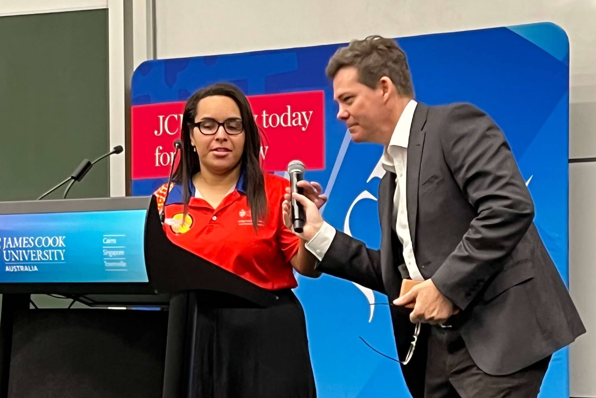 Cairns – JCU Student Ambassador Ms Mariah Mills & Dr Jamie Fellows. 