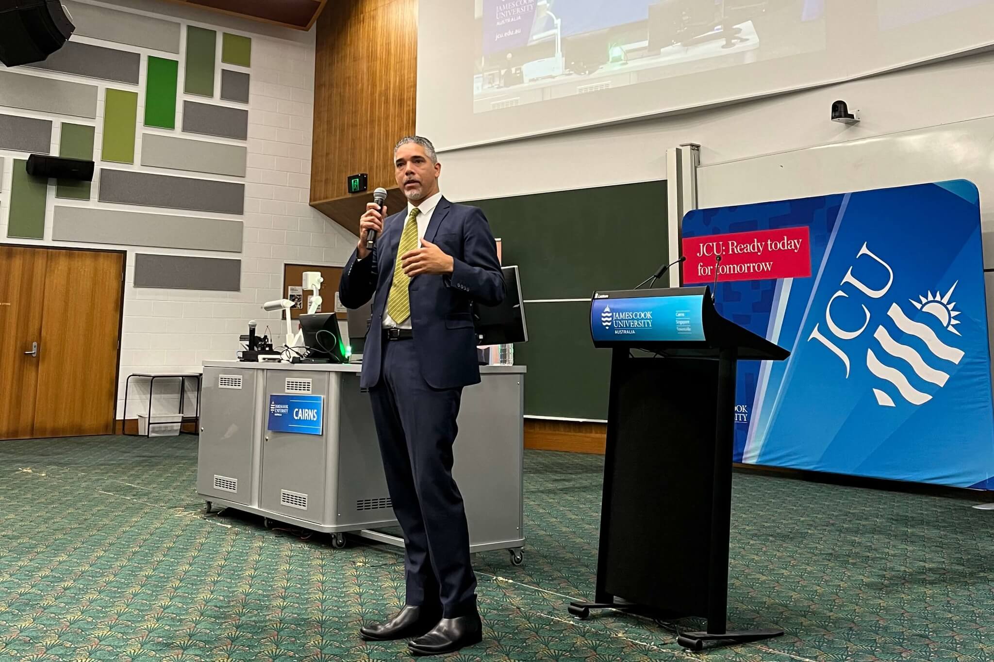 Cairns – Commissioner C’Zarke Maza giving his keynote address.  