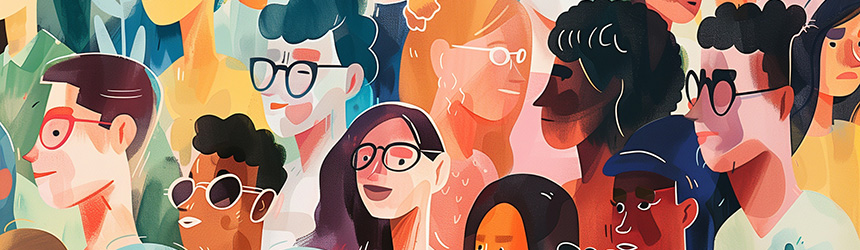 Inclusive design banner showing various faces