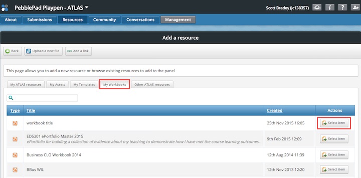 Screenshot of selected item