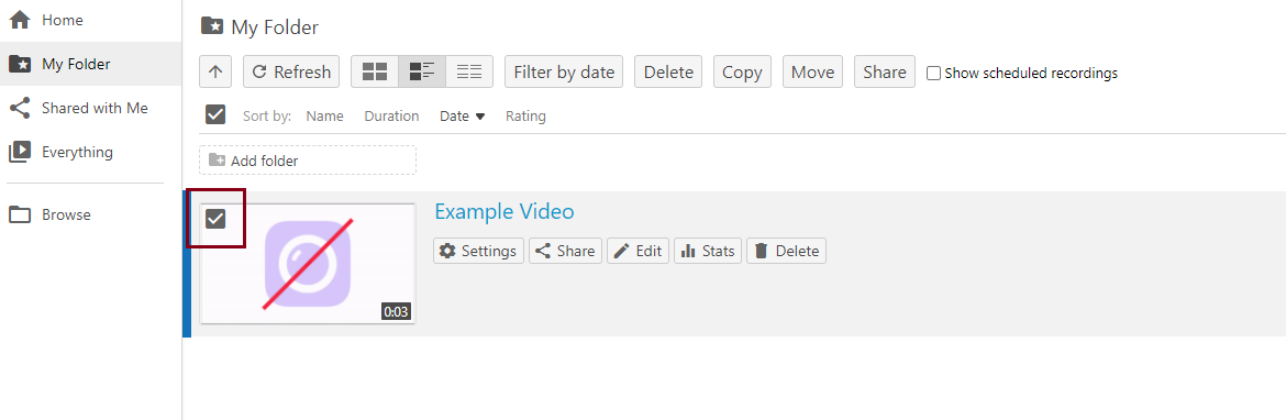 Selected video