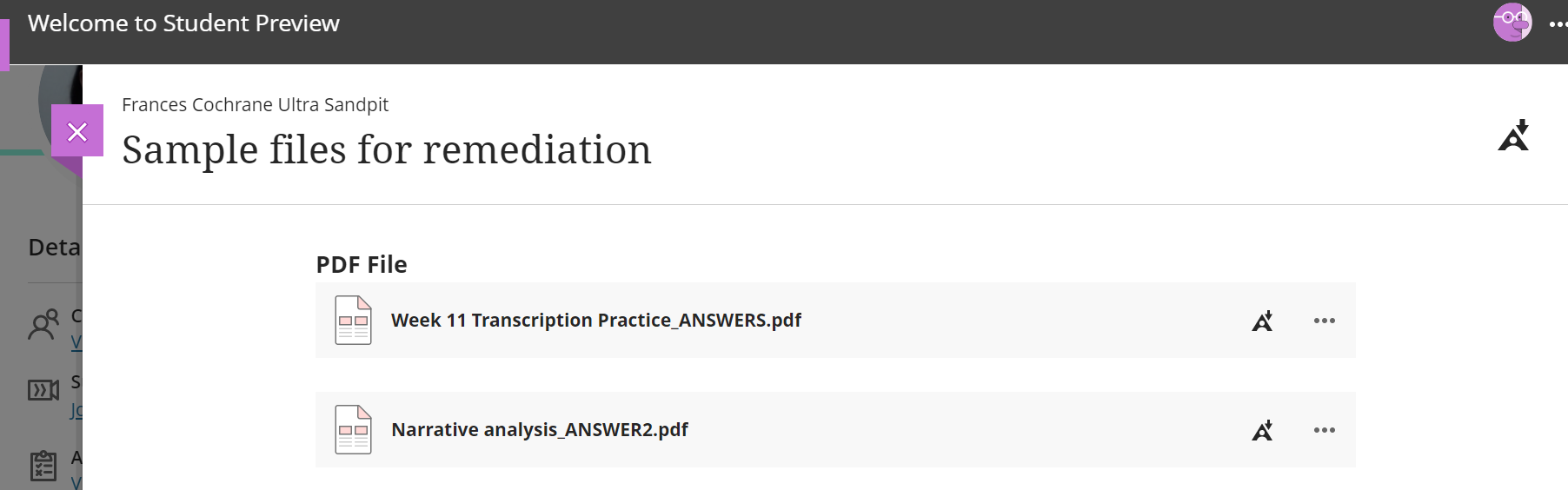 Student access to alternative content types for Ultra document pages