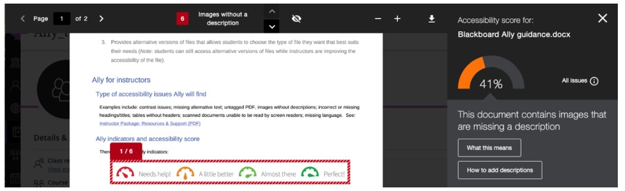 Bb Ally guidance on improving accessibility