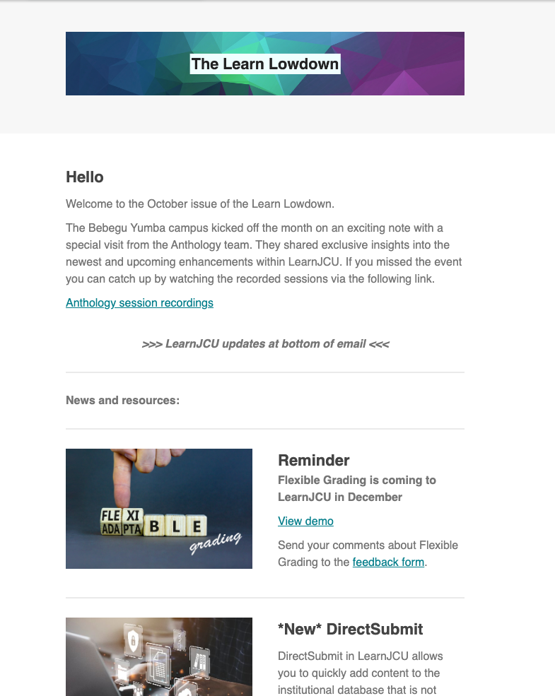 Example of the Learn Lowdown