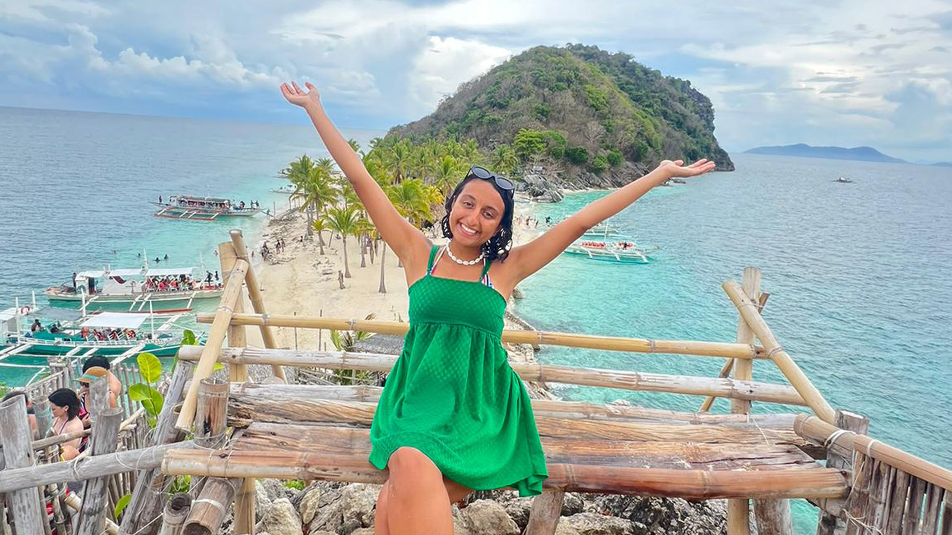 JCU Bachelor of Medicine, Bachelor of Surgery student Lara Humadi on an island while completing placement overseas.
