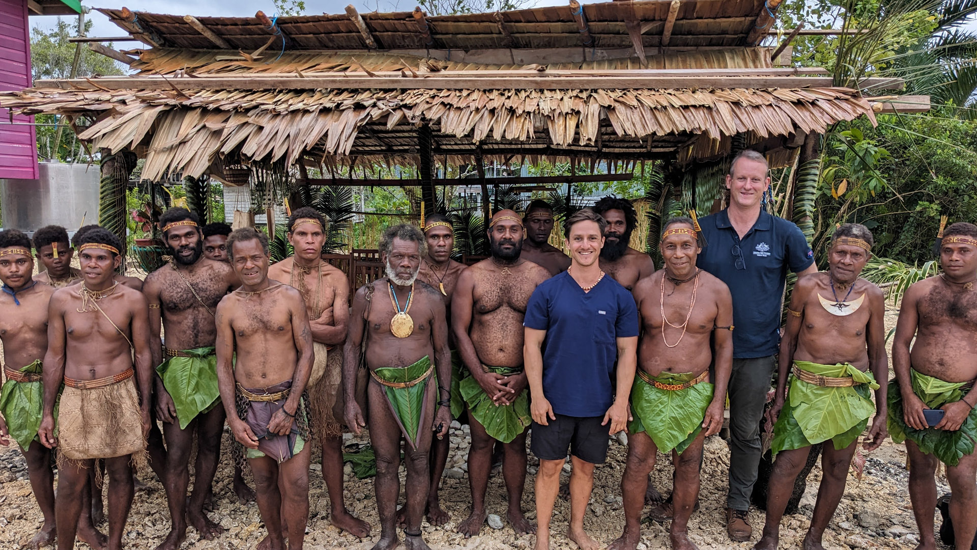 JCU Bachelor of Medicine, Surgery student Jasper Lawson meets Solomon Island locals on international clinical practice. 