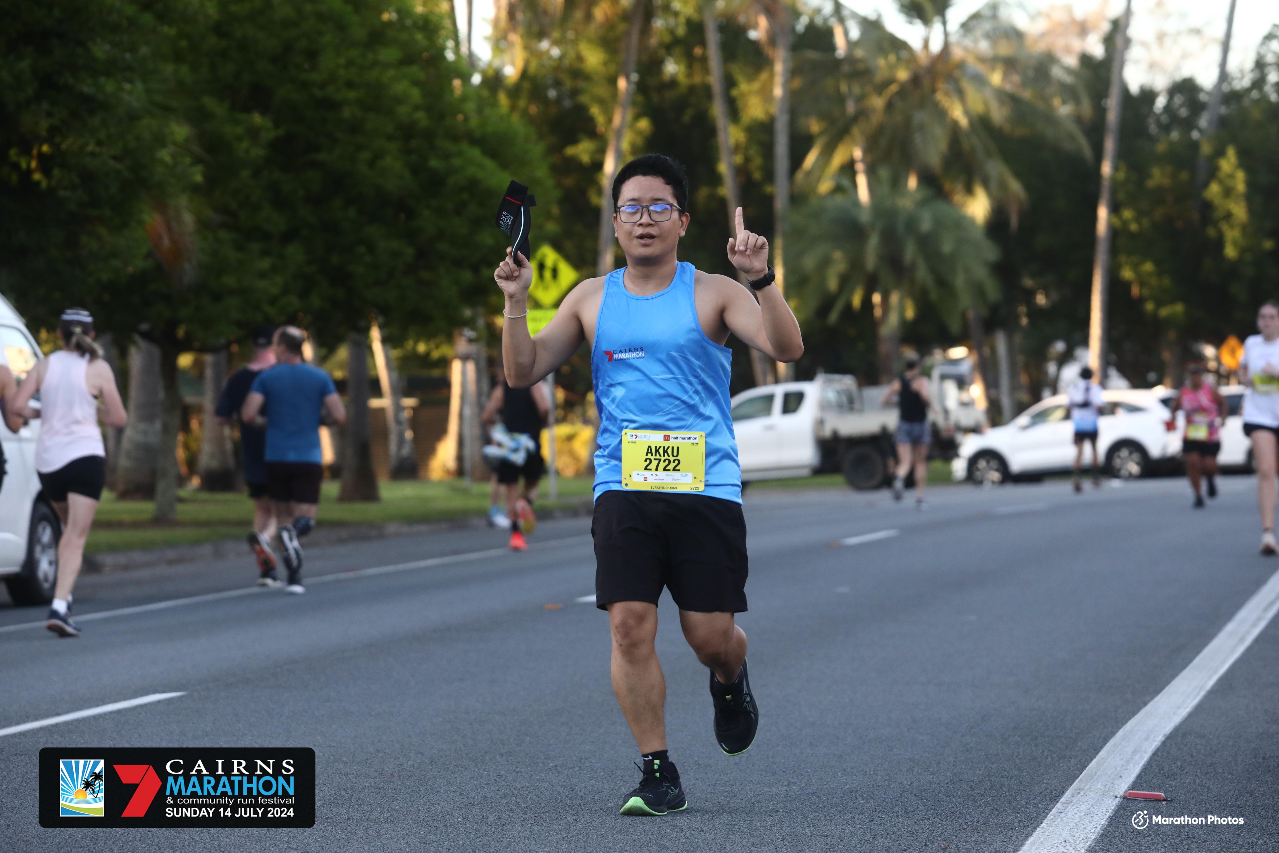 Student Supratic Chakma running half marathon in Cairns