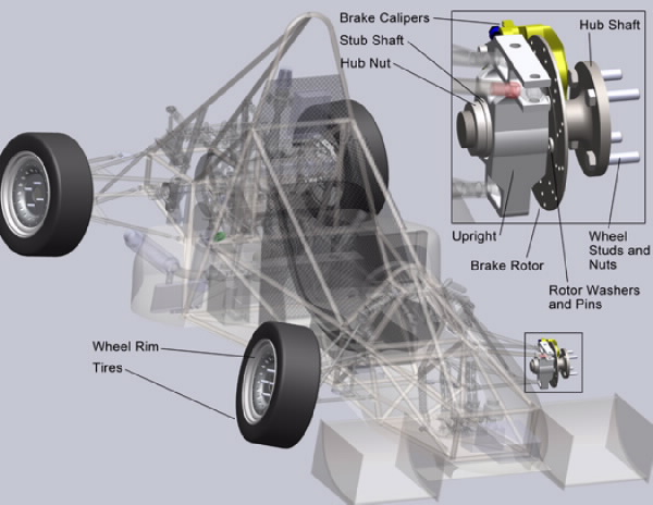design showing assemlby of the cars wheels