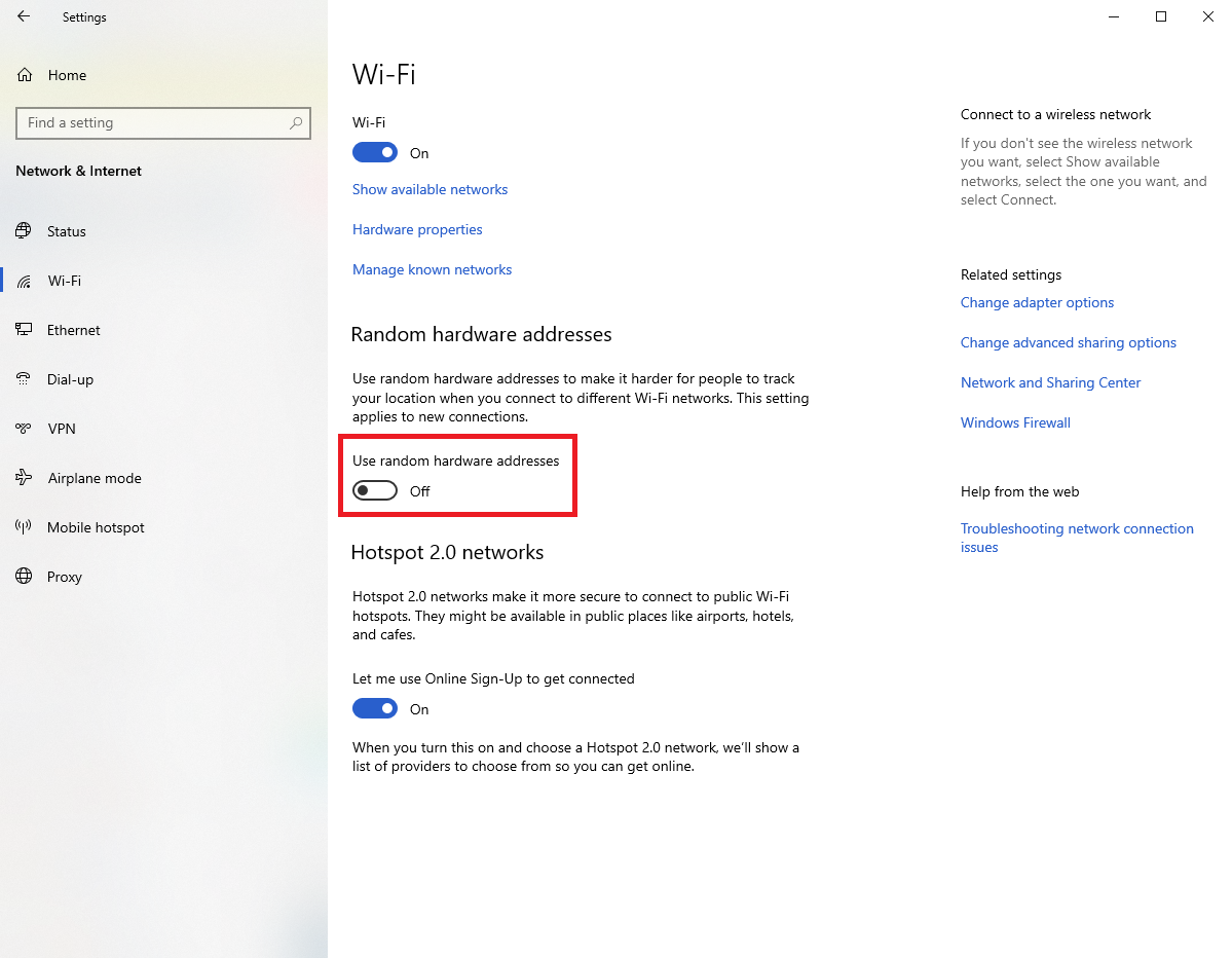 windows settings wifi