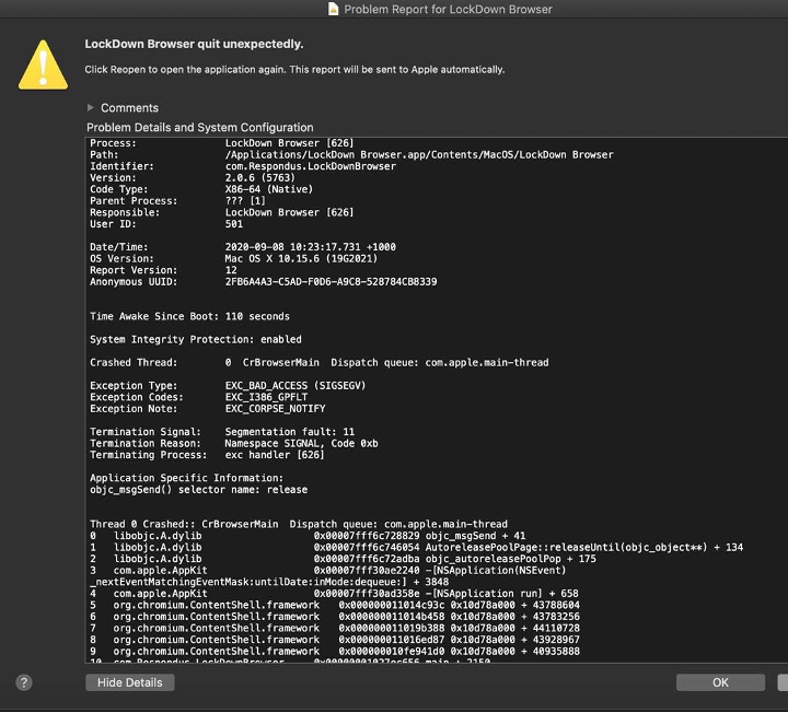 Problem report message