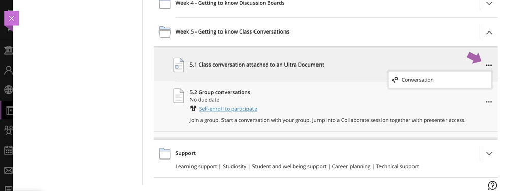 Accessing class conversations