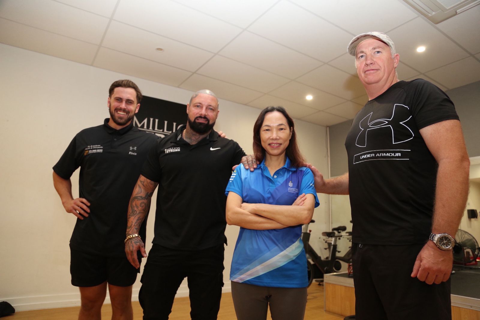 Exercise physiologist Rhein Frank, 1 Million Strong gym owner and veteran Tyrone Gawthorne, JCU Associate Professor Wendy Li and veteran Michael Williams.