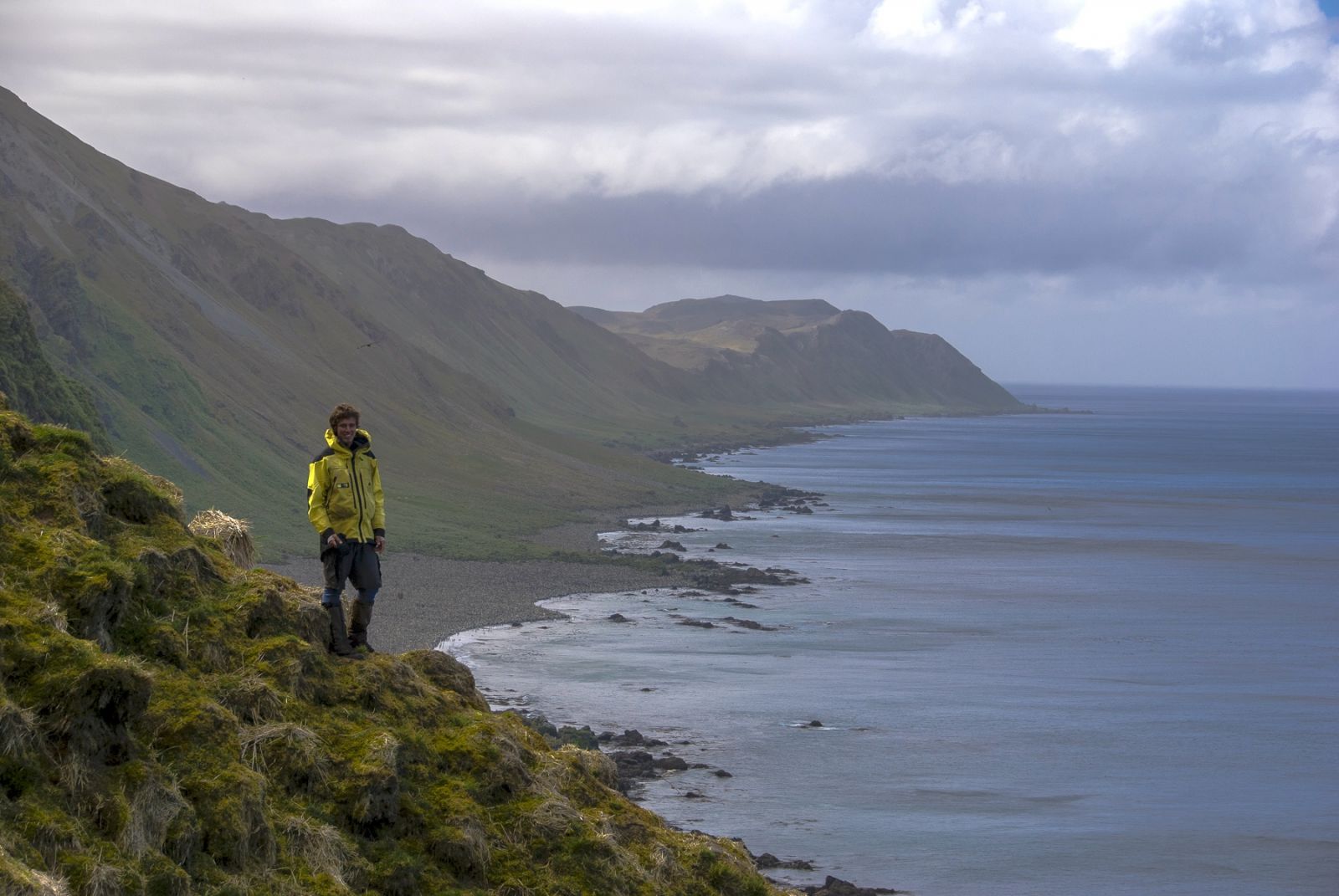 JCU Global Ecology Lab Director Dr Nicholas Murray on Macquarie Island, home to unique subantarctic ecosystems. Picture: Nicholas Murray