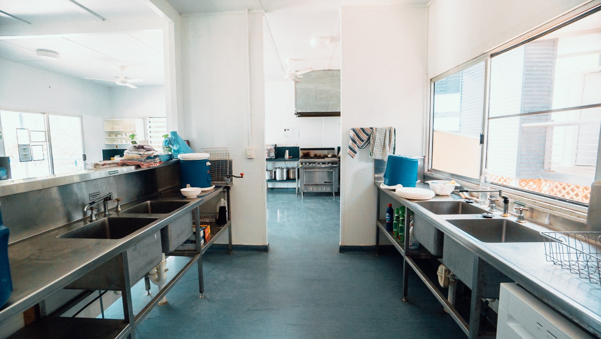 Communal washup area. 