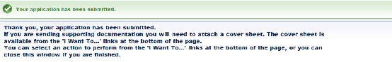 Screenshot showing message Your application has been submitted which willl display after submitting your application.