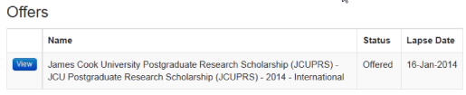 Screenshot showing Offers and View button