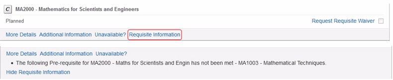 Screenshot showing Requisite Information link.