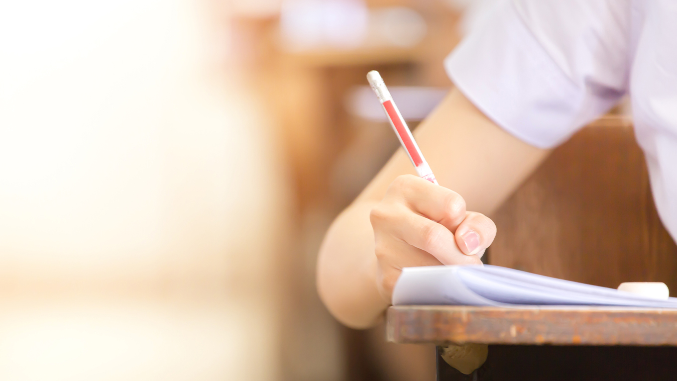 Student sitting an exam.