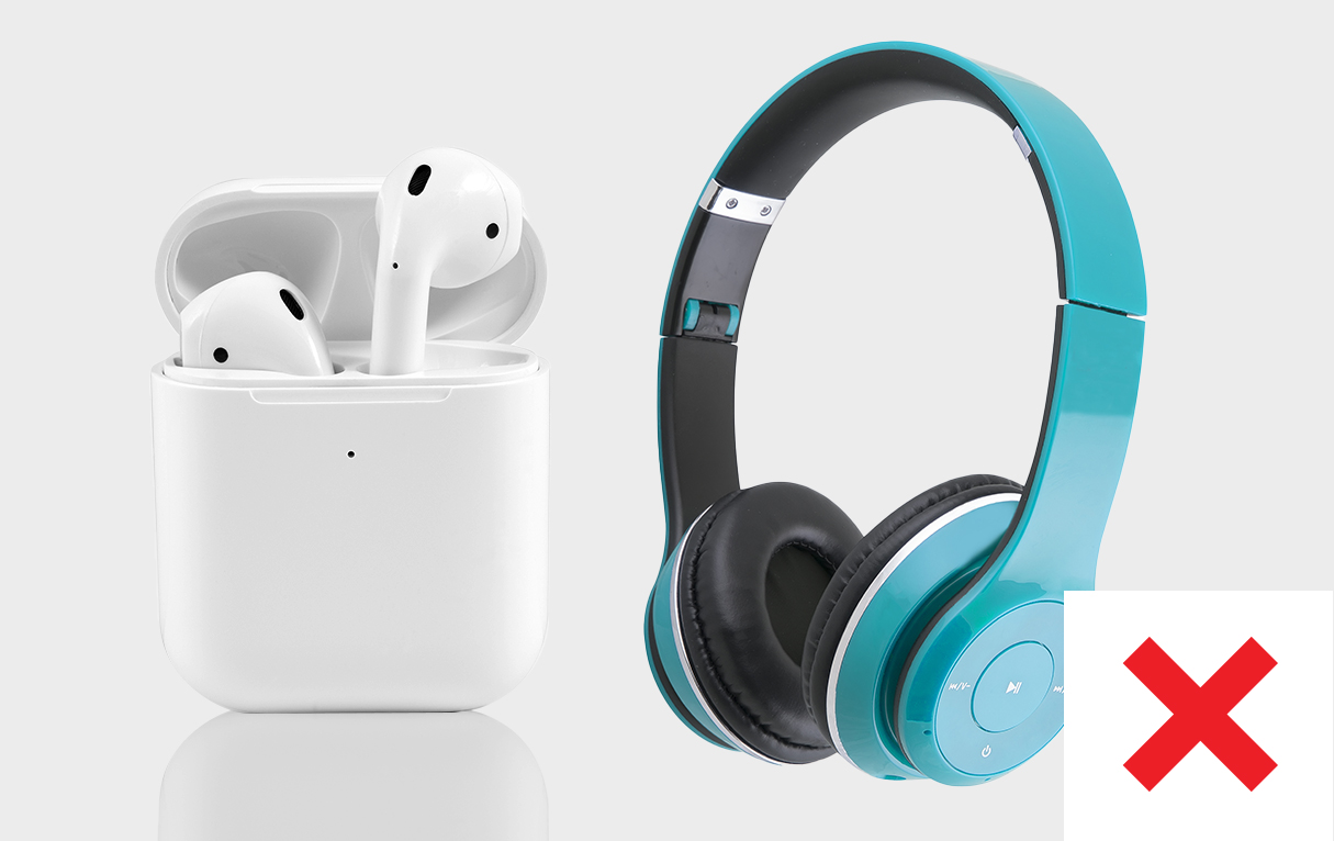 Headphones or earphones.