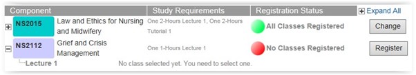 Register or change button