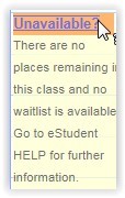 Screenshot showing what the Unavailable message displays like.