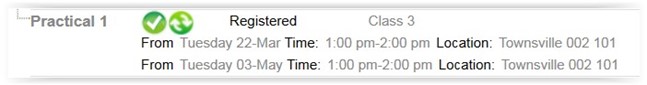Screenshot showing a class with more than one date in the list