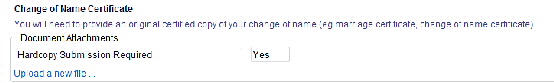 Screenshot showing what you will see if you are required to submit a hardcopy of documentation.