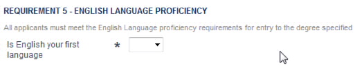 Screenshot showing a mandatory requirement