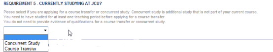 Screenshot showing single response selection option