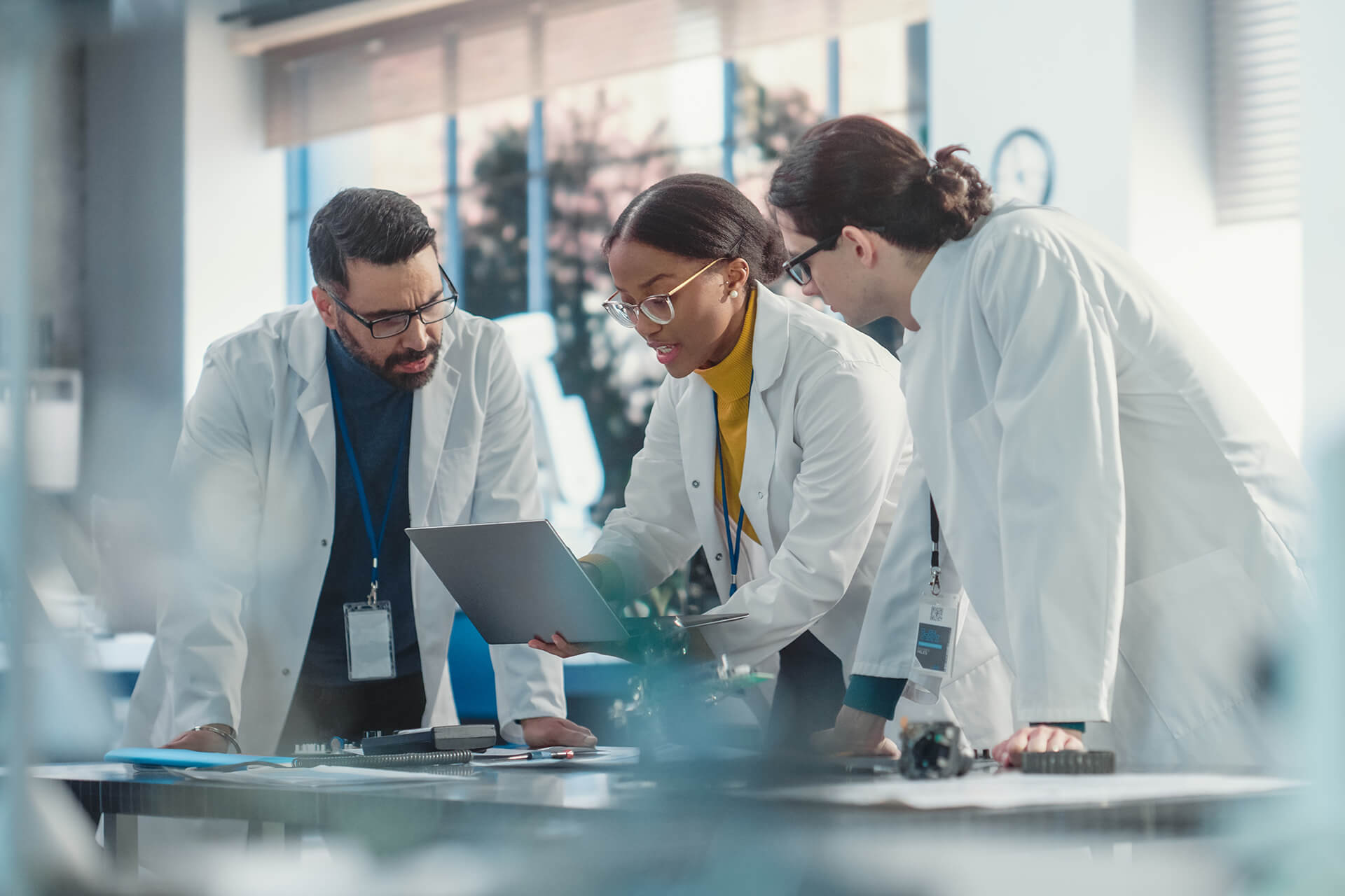 Students in a laboratory. 