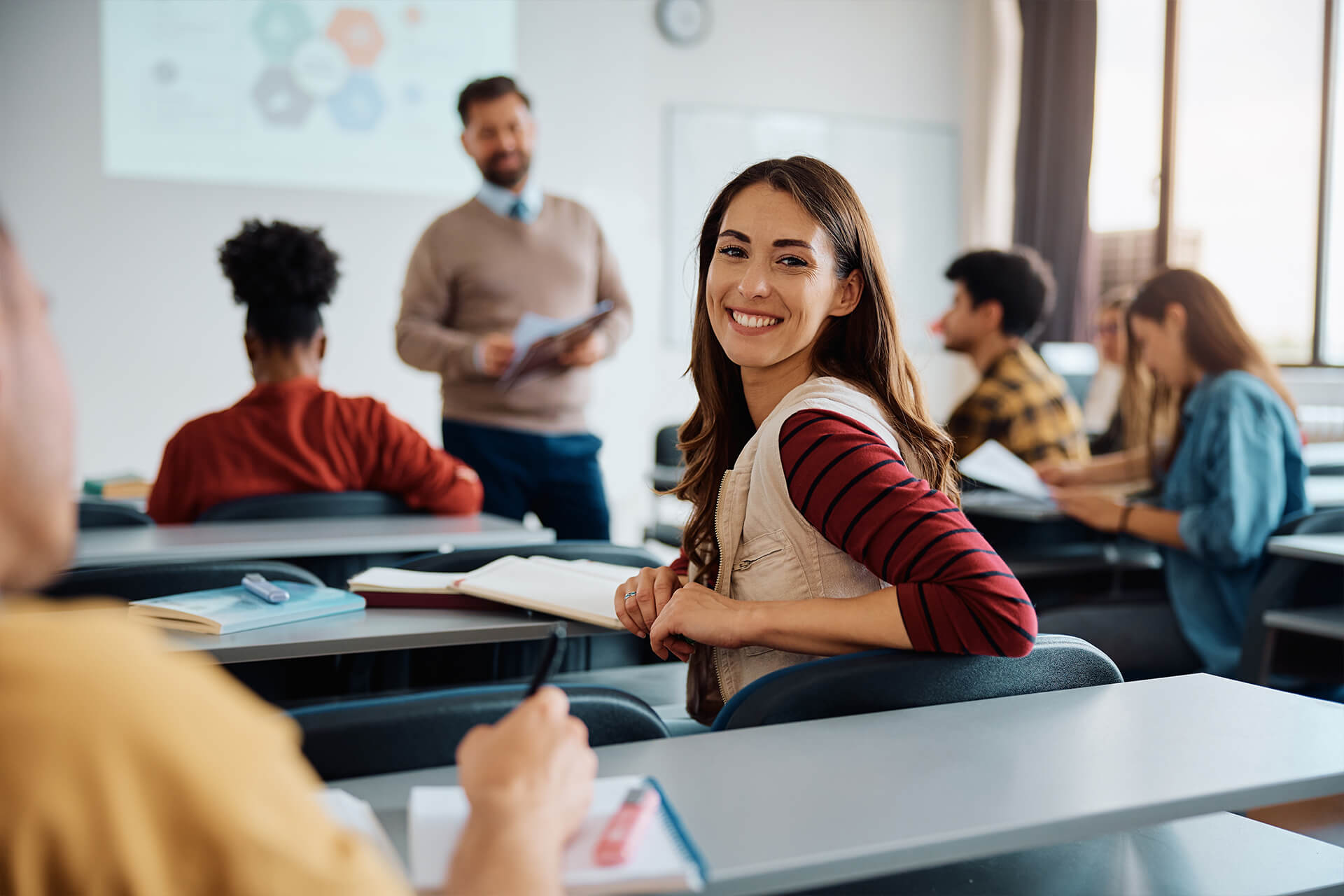 Student smiling. 