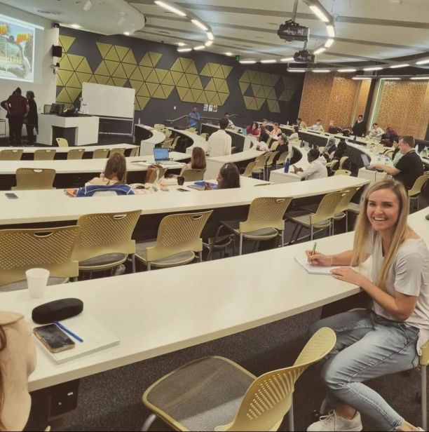Maddi in class at JCU. 