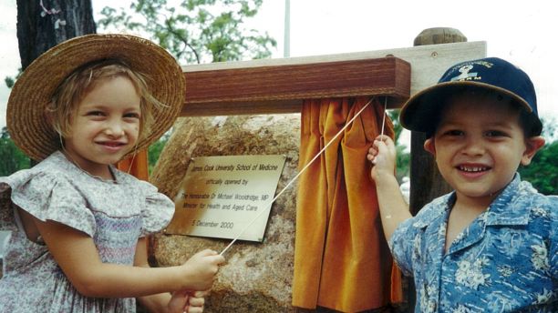 Toby and his sister at the opening of the Med school 