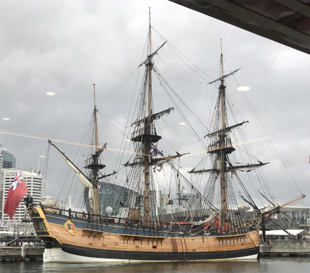 HMS Endeavour replica in Sydney. 