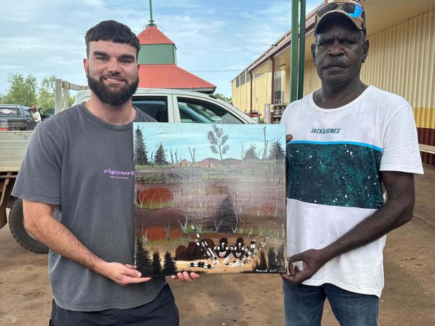 Jack is presented with a painting by a local. 
