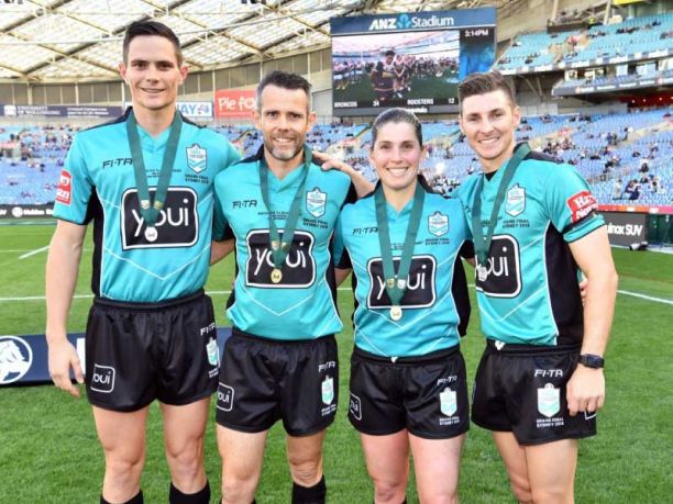Raymond pictured with fellow referees