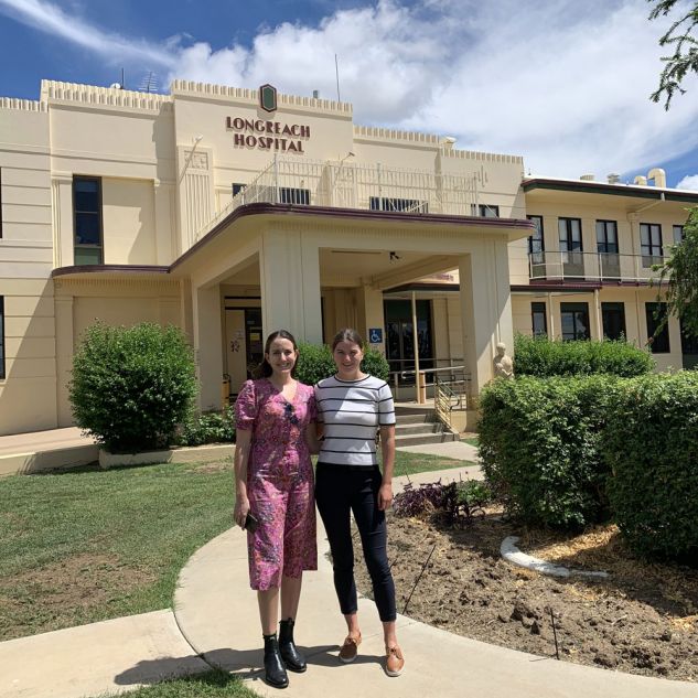Two women outside Longreach Hospital