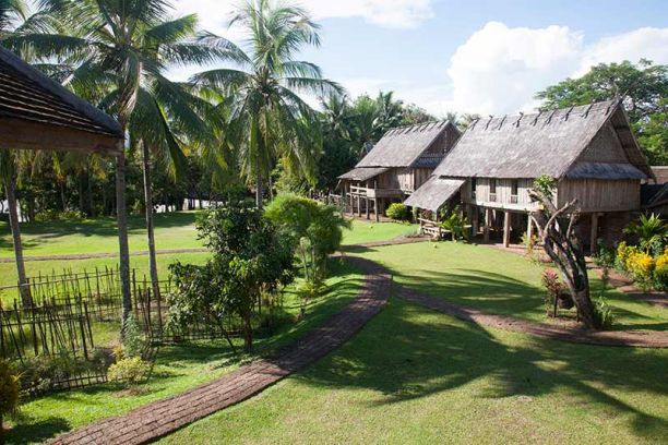 Traditional houses in a Laos village