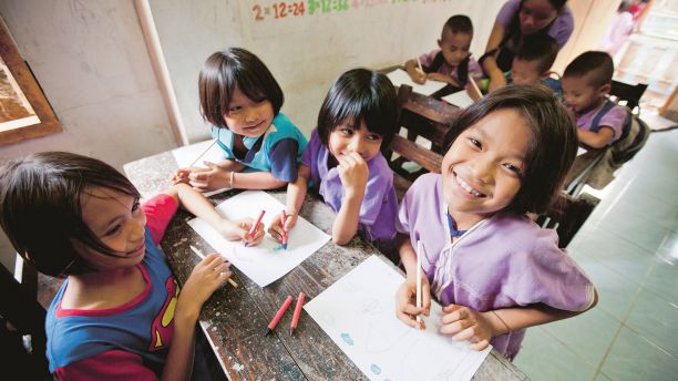 South Asian children in a classroom