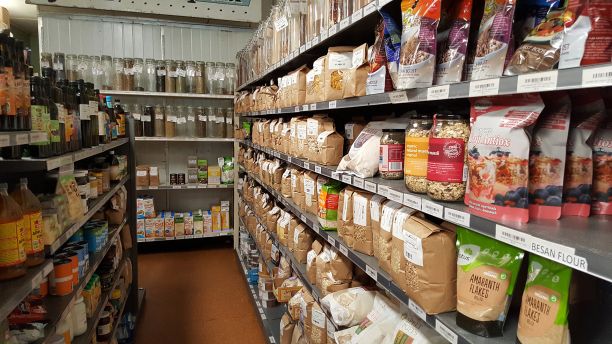 Aisles in a health food store
