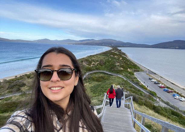Shaili exploring Tasmania on placement