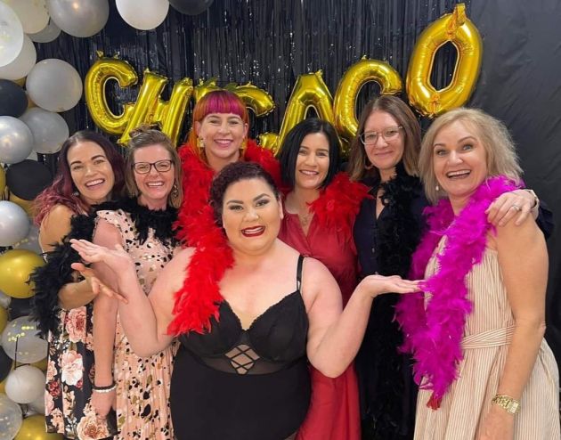 Lauren with her castmates in Chicago. 