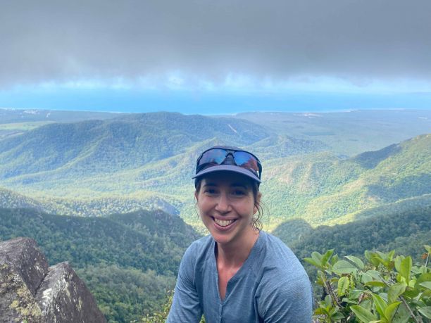 JCU Master of Philosophy student Carly Lubicz at the top of Mount Halifax.
