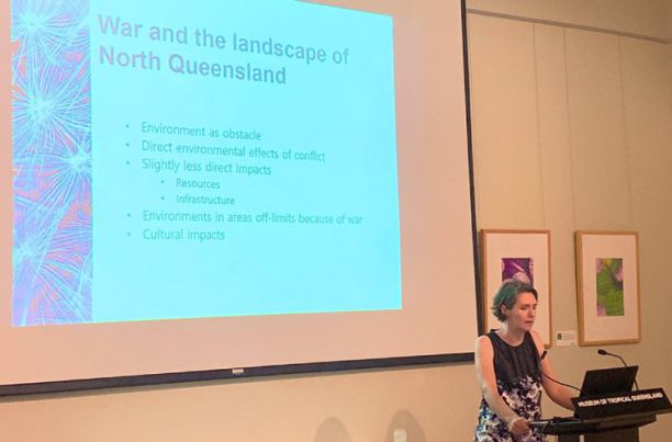 Dr Claire Brennan delivering a public lecture