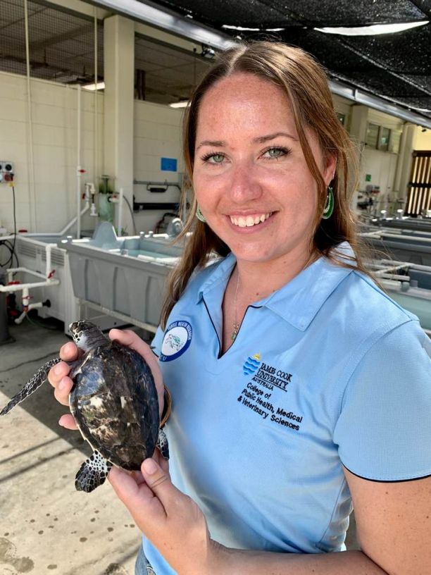 Rebecca with juvenile turtle. 