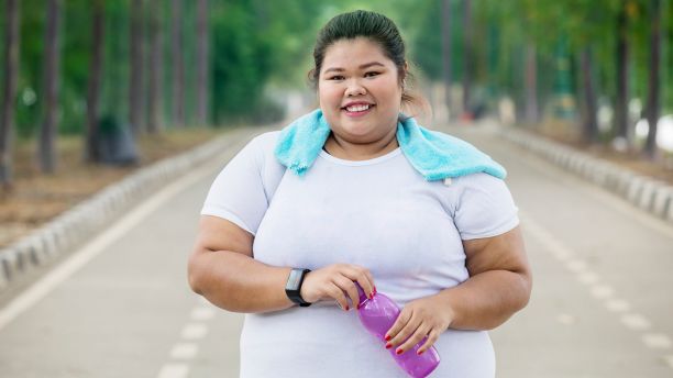 obese woman exercising